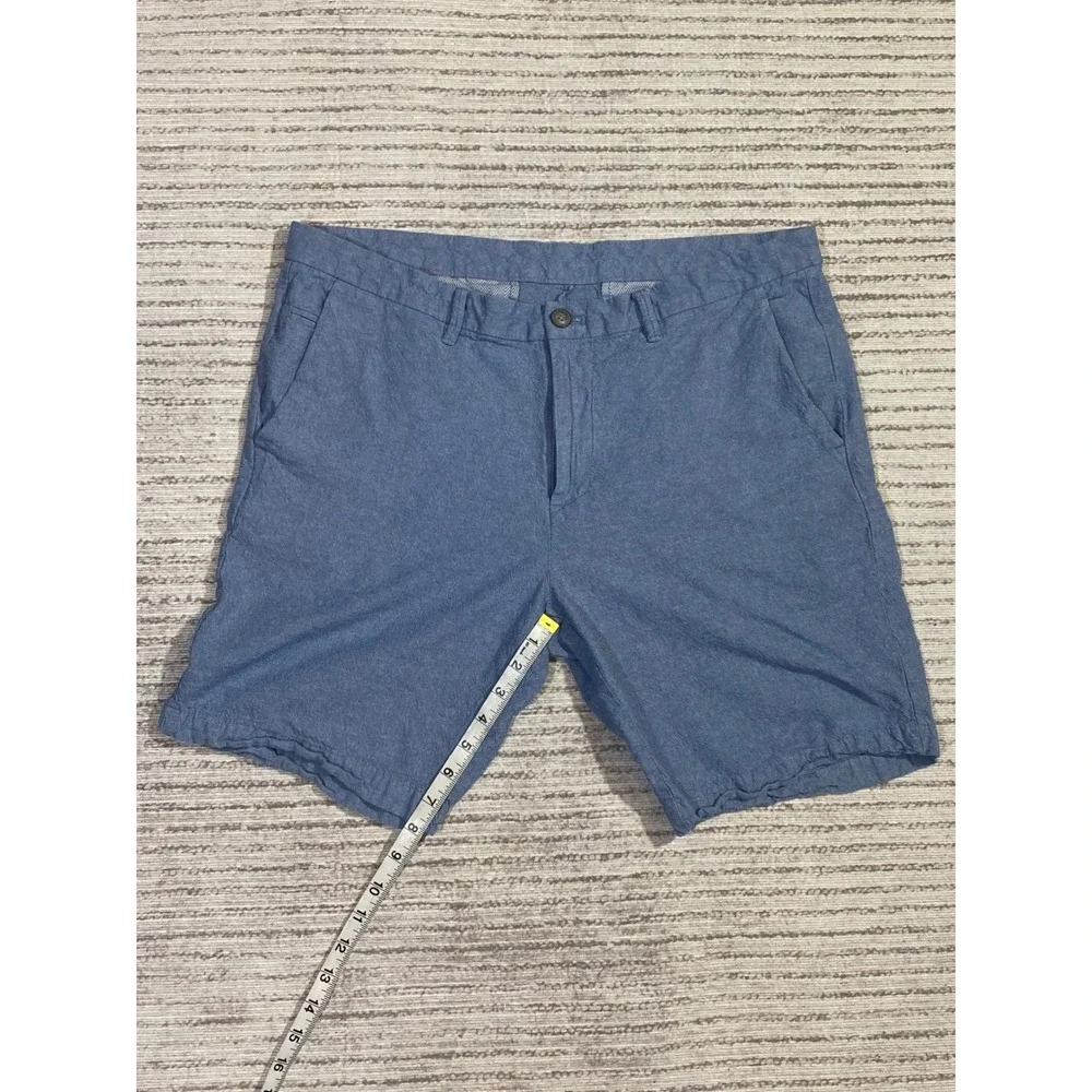 Calvin Klein Mens Blue Cotton Chino Shorts Size‎ 34 Flat Front Casual Chambray